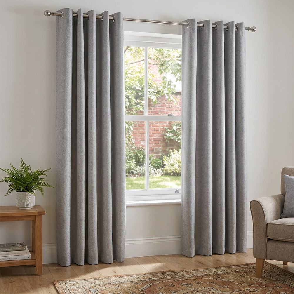 My Home Taylor Silver Blackout Eyelet Curtain 168 x 137cm Image 2