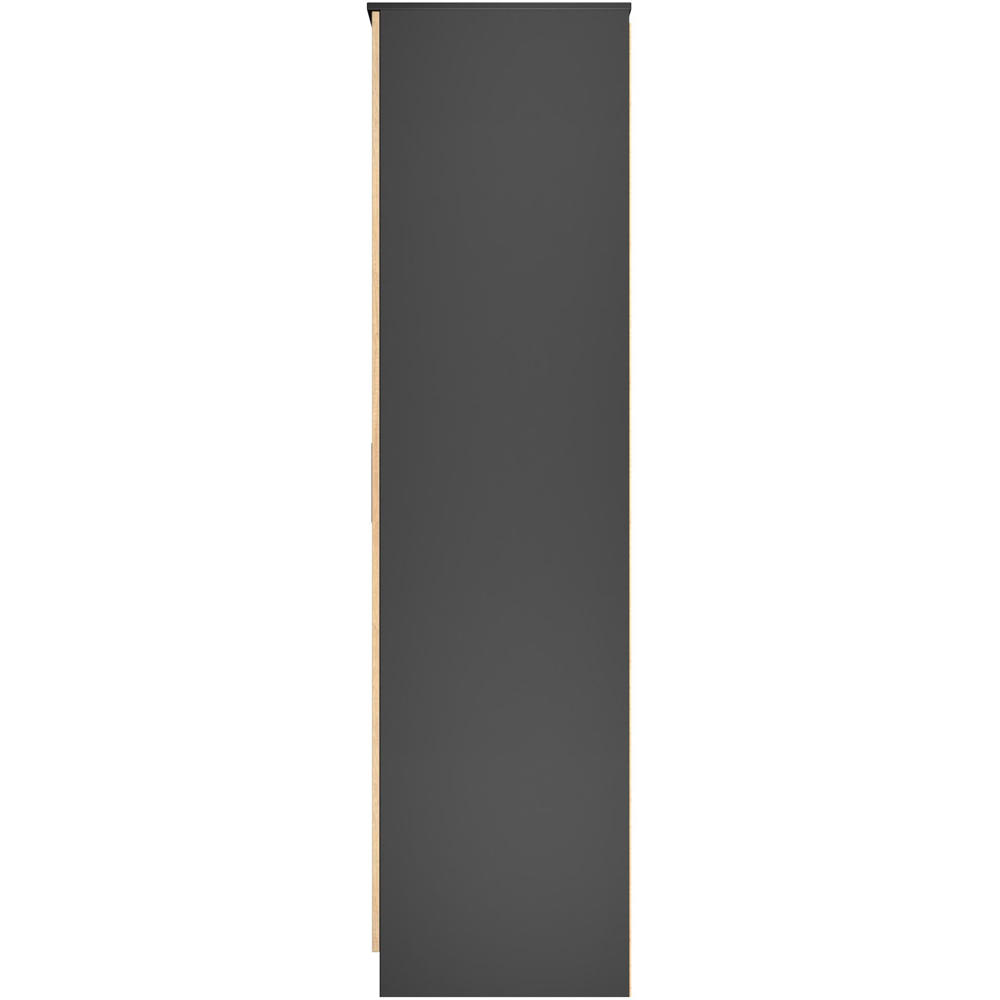 Crowndale Java 2 Door Slatt Effect and Black Tall Wardrobe Ready Assembled Image 3