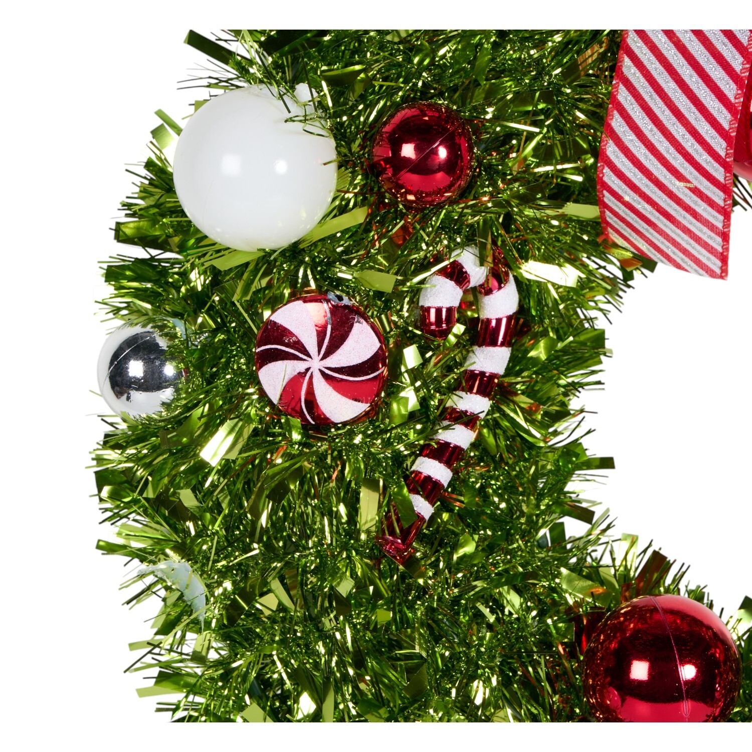 Novelty Elf Tinsel Wreath Green Image 3