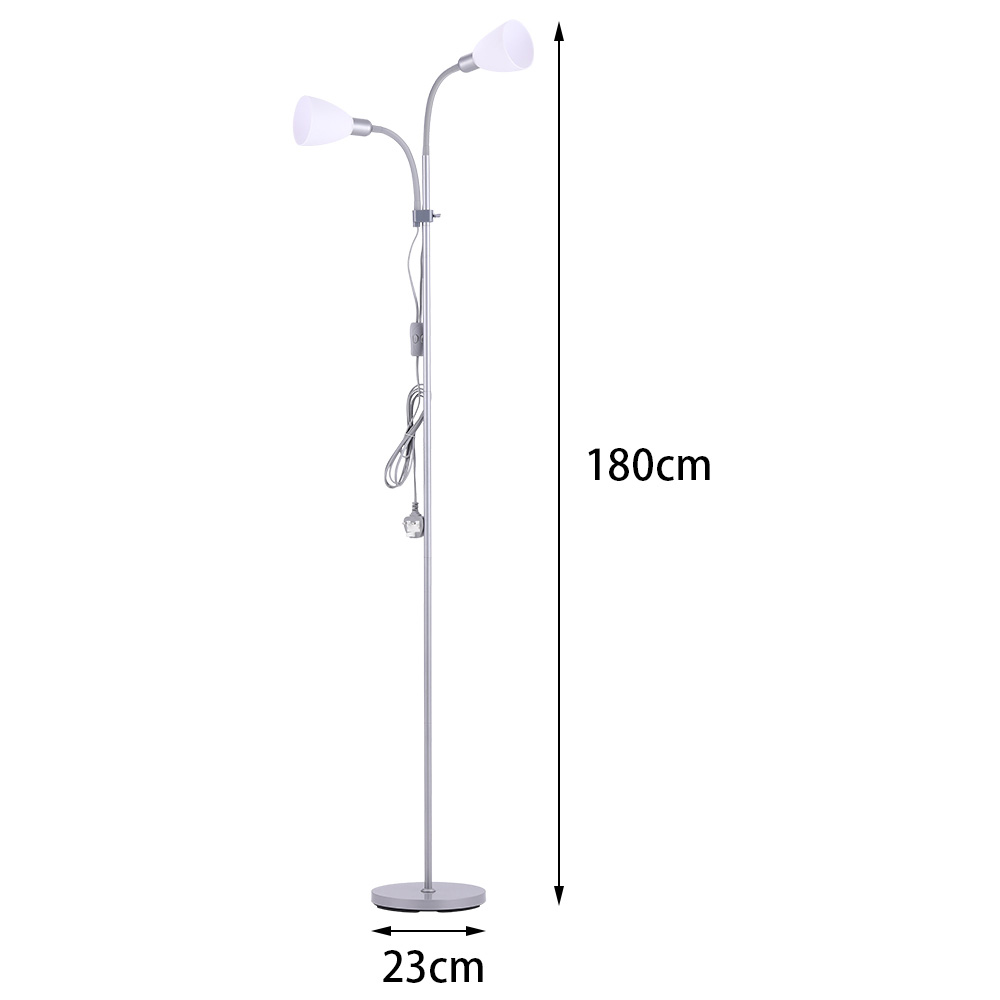 Living and Home White 2 Head Standing Floor Lamp Image 5