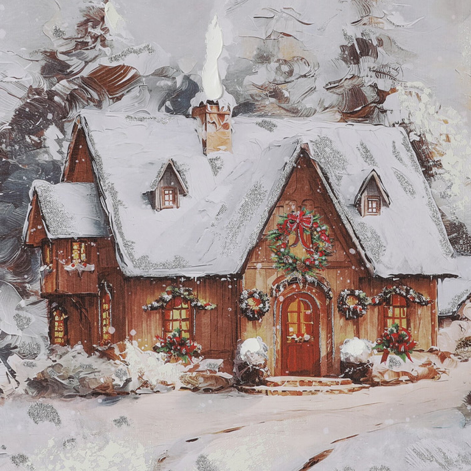 Foiled Snowy Cottage Framed Wall Art Image 3