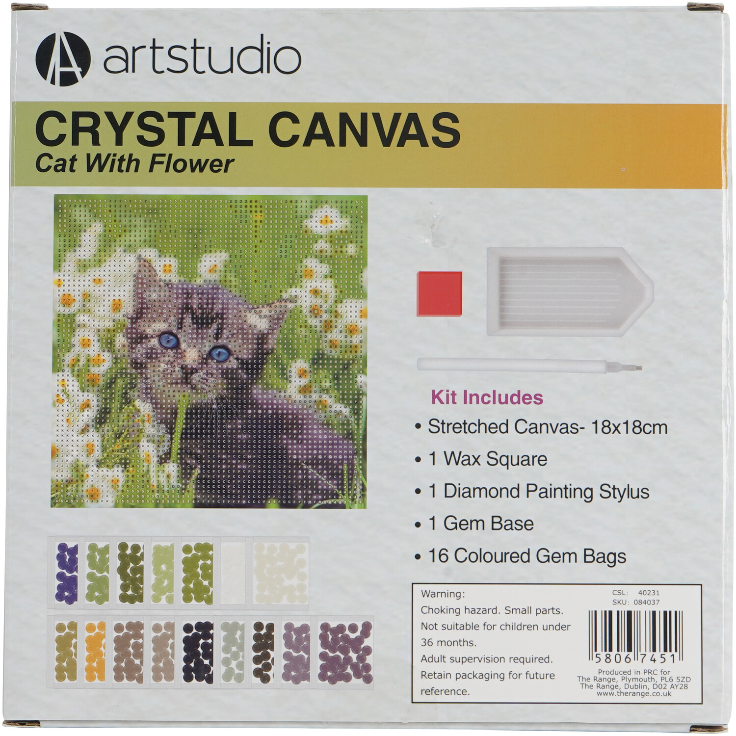 Art StudioCrystal Canvas Cat or Puppy with Flower Image 6