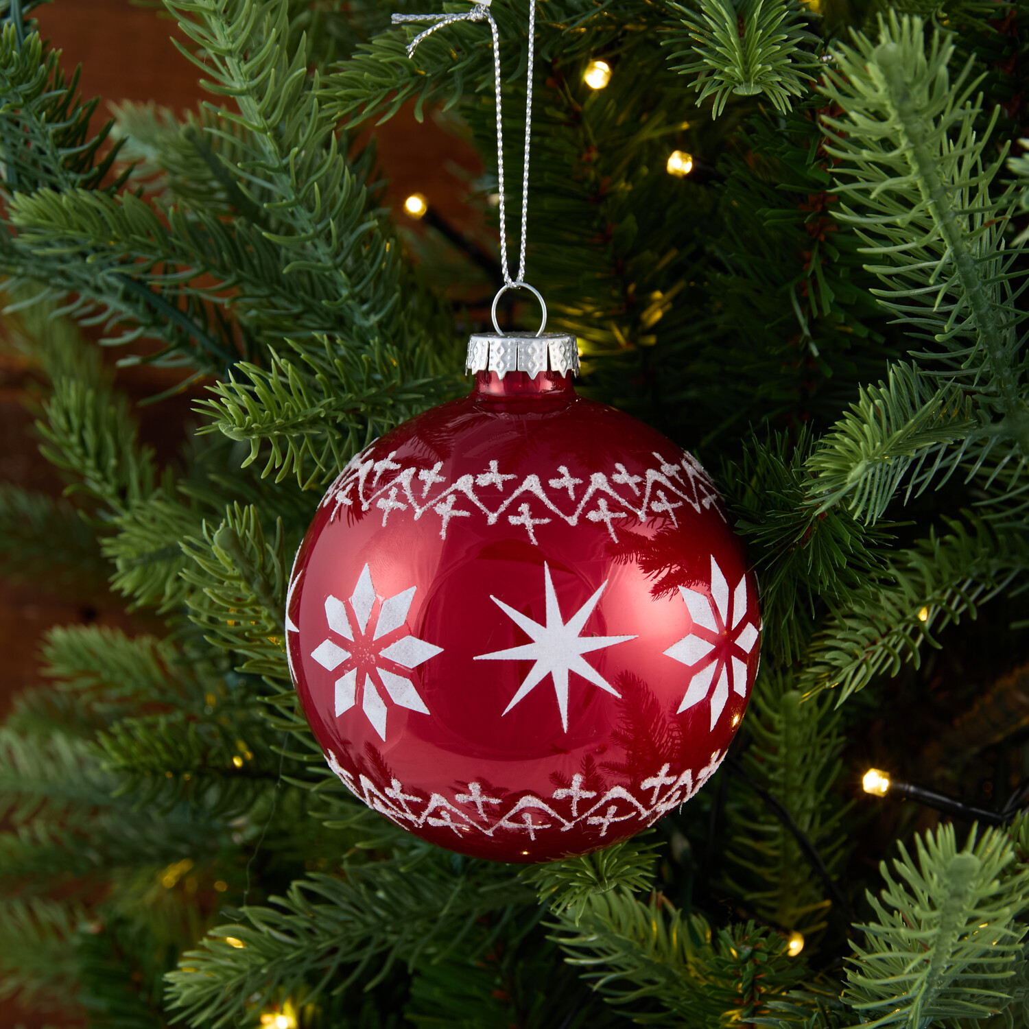 Ruby Snowflake Glass Bauble Red Image 2