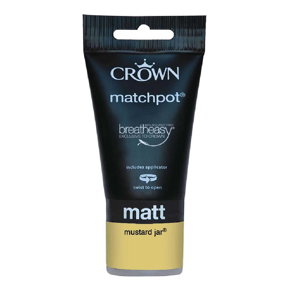 Crown Mustard Jar Matt Emulsion Paint Tester Pot  40ml Image 1