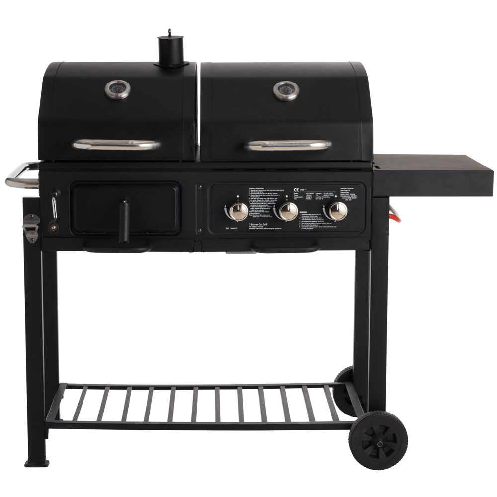 Wilko BBQ Charcoal/ Gas Grill Dual Fuel Image 8