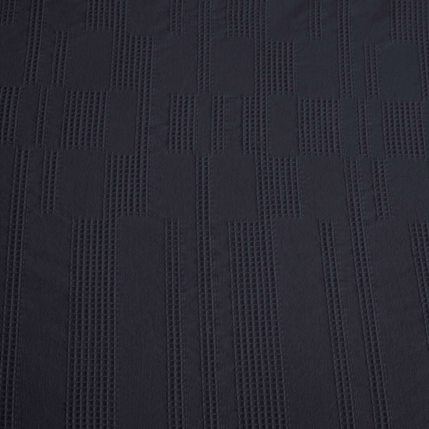 Waffle Block Duvet Set Navy Double Image 2