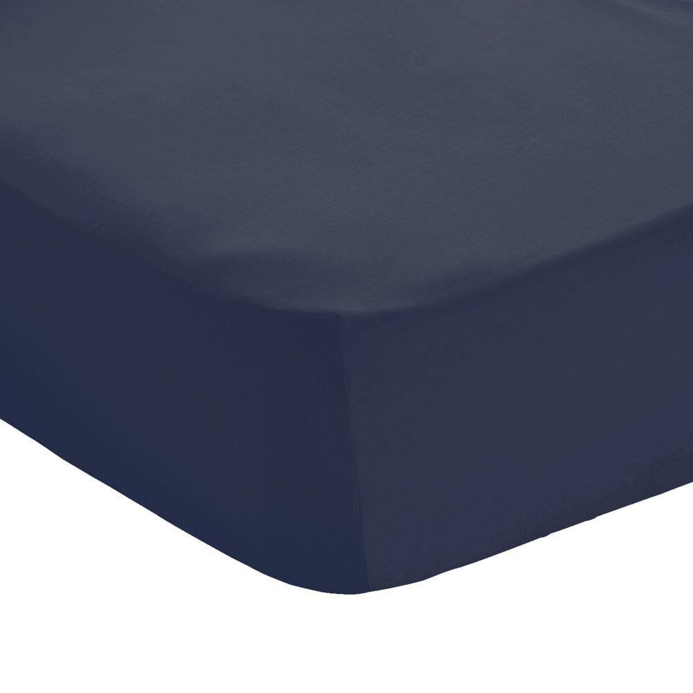 Wilko Easy Care Single Indigo Blue Fitted Bed Sheet Image 1