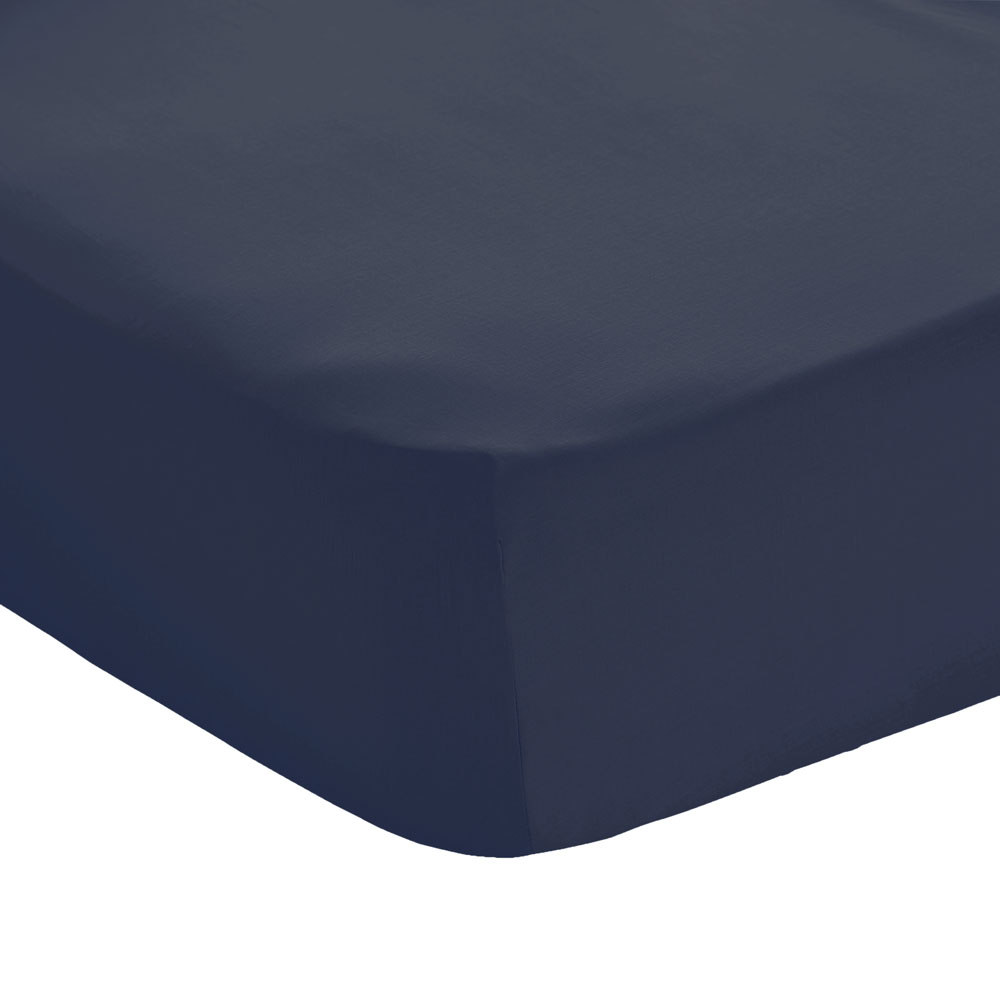 Wilko Easy Care Double Indigo Blue Fitted Bed Sheet Wilko