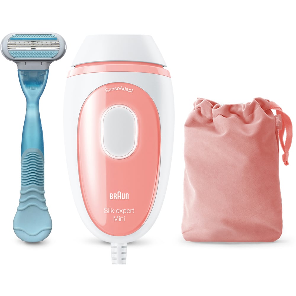 Braun Silk Expert PL1014 For Women White and Pink IPL Mini Hair Removal Device with Pouch Image 3