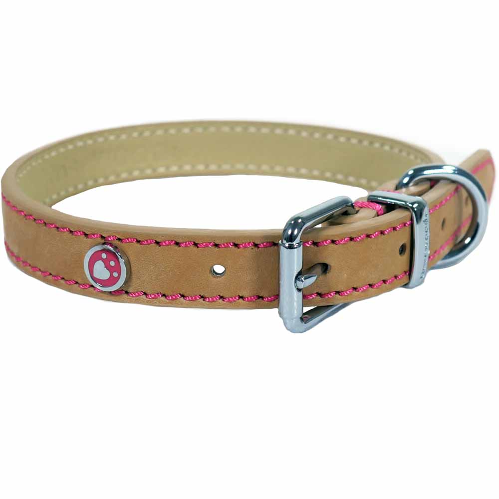 Rosewood Tan Leather Dog Collar 22-26in Image 2