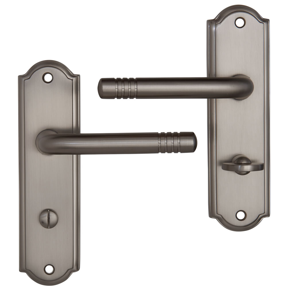 Wilko Madrid Satin Bathroom Lock Door Handle Image