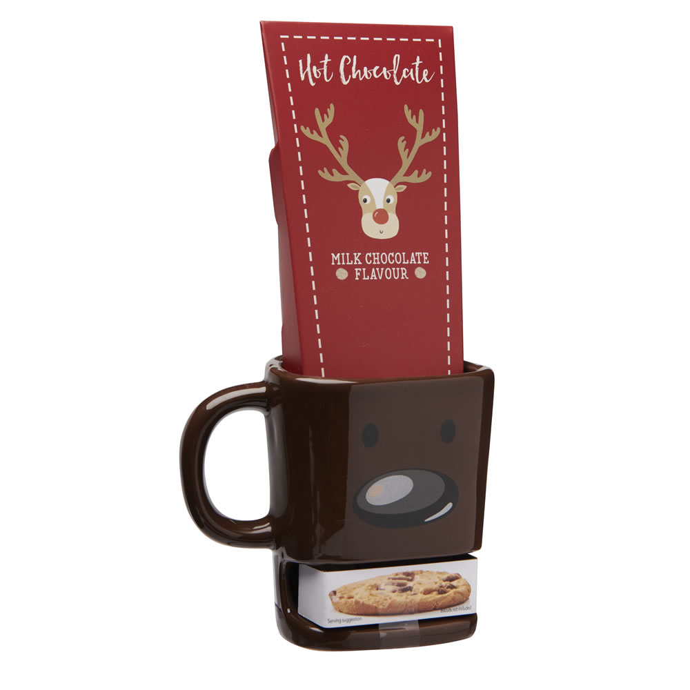Wilko Reindeer Mug With Biscuit Pocket Image 1