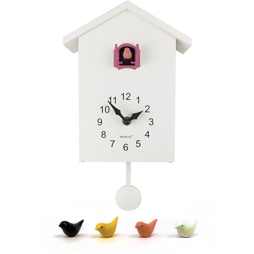 WALPLUS Pink Cuckoo Window Clock with Removable Pendulum 25 x 20cm Image 1