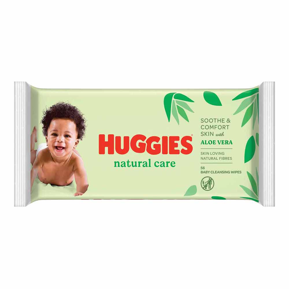 Huggies Natural Care Aloe Vera and Vitamin E Baby Wipes 56 pack Image 1