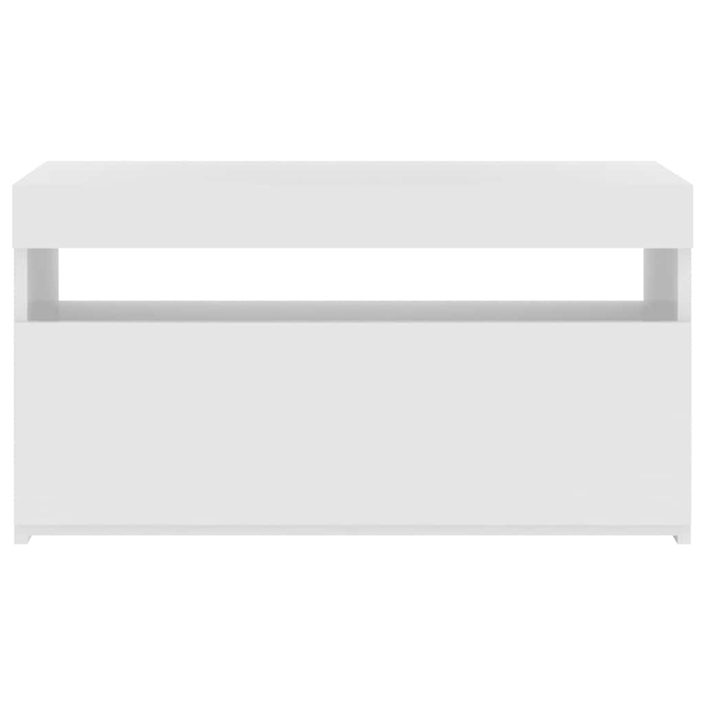 vidaXL Single Door Single Shelf High Gloss White TV Cabinet with LED Lights Image 5