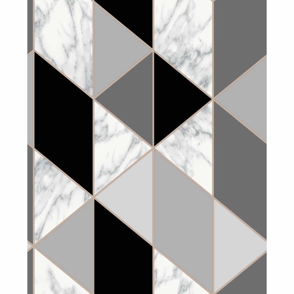 Fresco Marble Geometric Wallpaper Charcoal Image 1