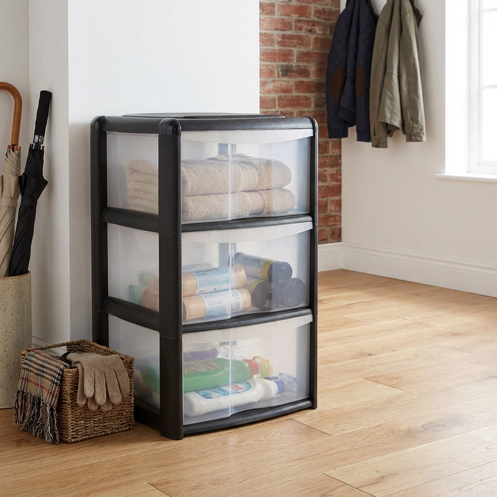 3 Drawer Black Tower Storage Unit Image 6
