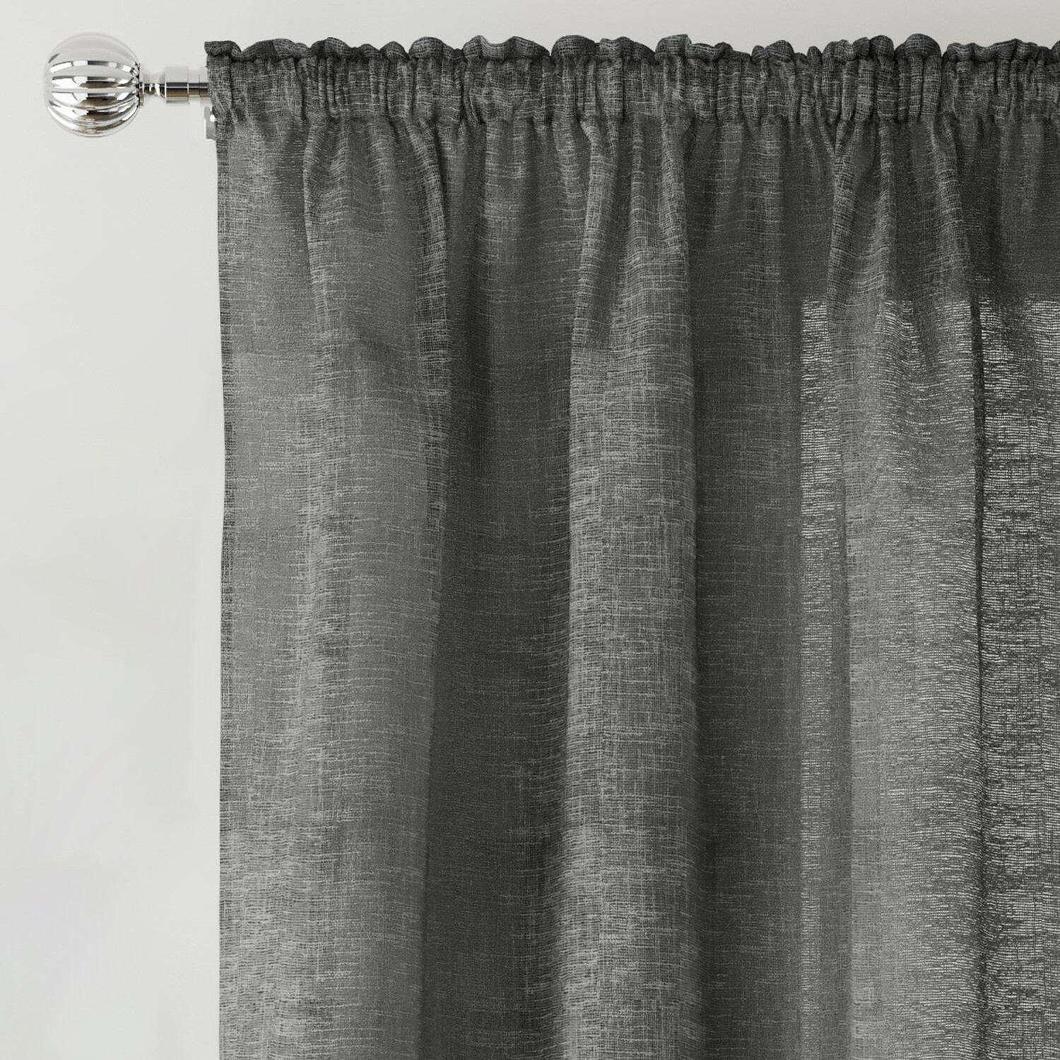 Rhodes Voile Panel Curtain - Charcoal / 137cm Image 2