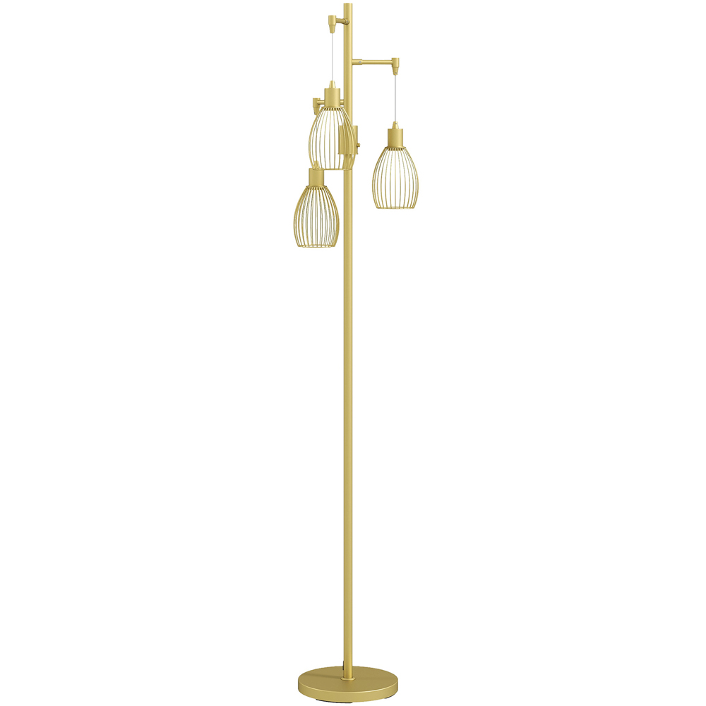 Portland Industrial Gold Tone 3 Light Dimmable Floor Lamp Image 1