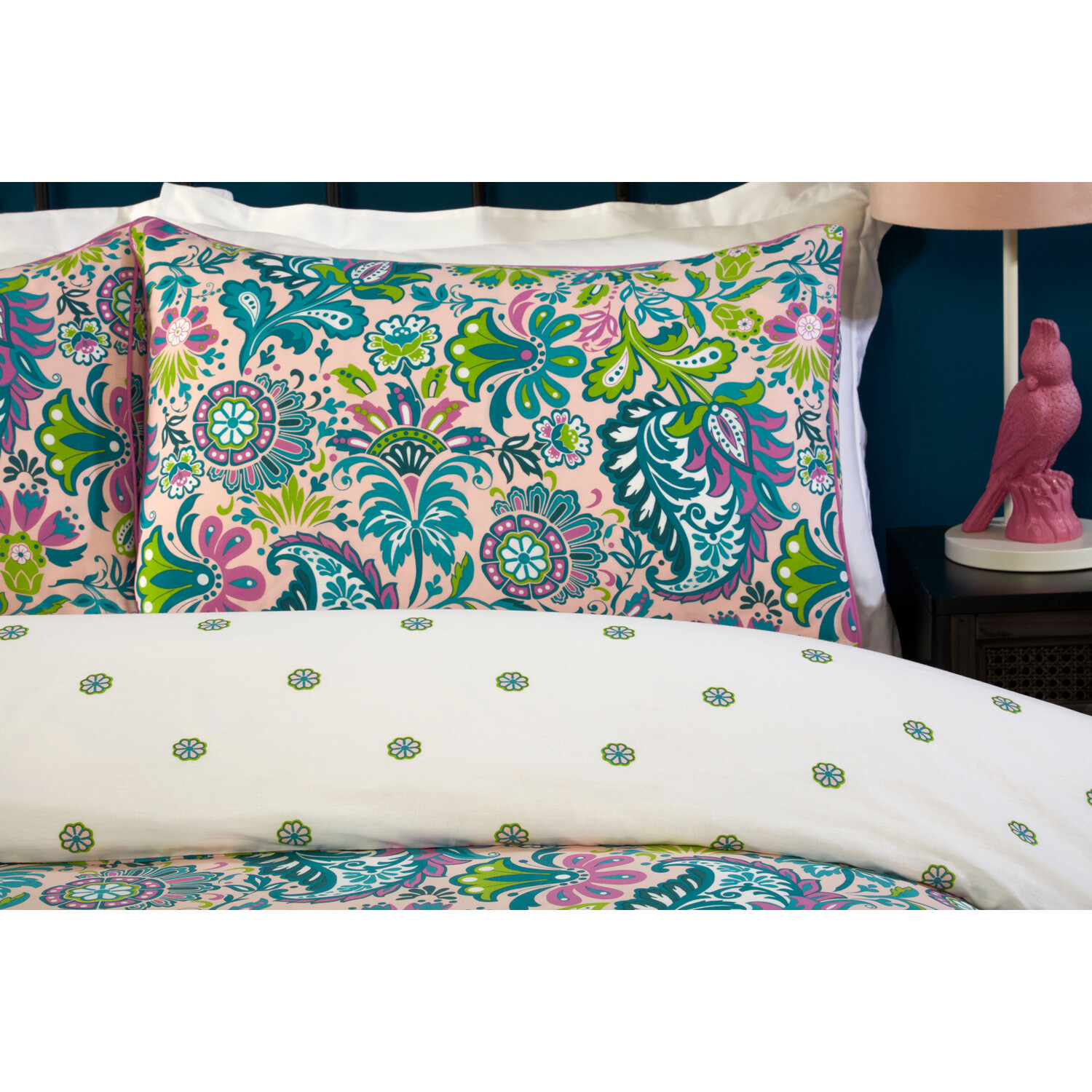 Oriana Paisley Duvet Cover and Pillowcase Set - Teal / Double Image 3