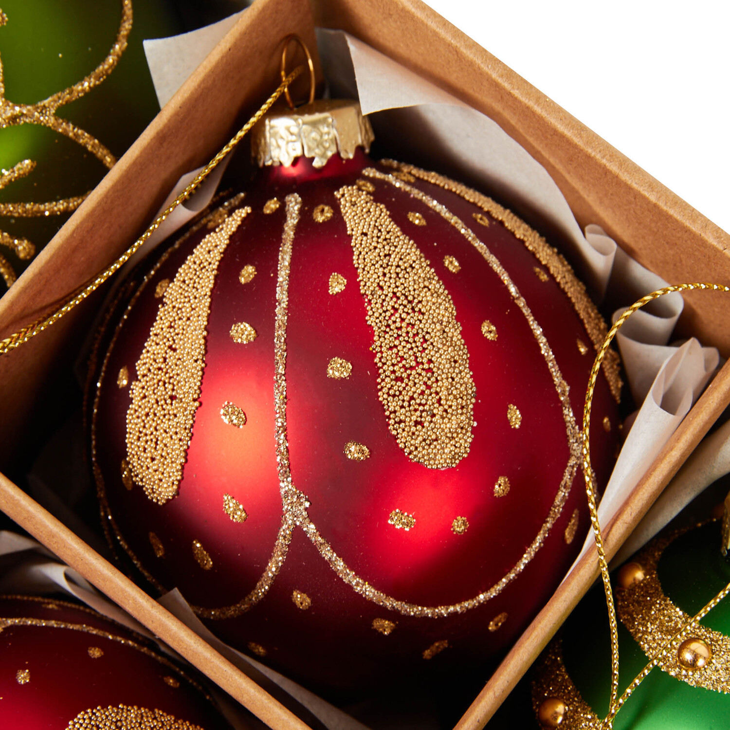 Set of 6 Traditional Embellished Baubles Image 3