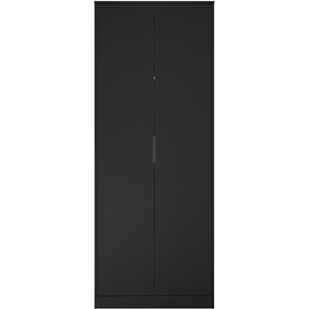 Crowndale Hong Kong 2 Door Matt Black Tall Wardrobe Ready Assembled Image 4