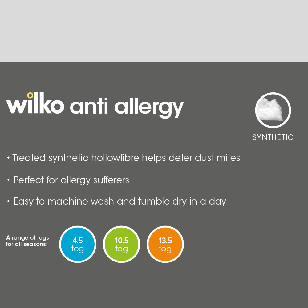 Wilko Anti Allergy 4.5 Tog Single Duvet Image 4