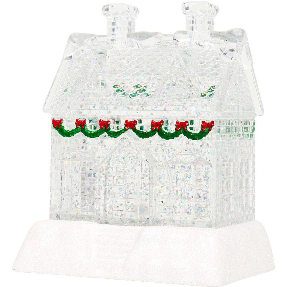 Glitter Spinning LED Christmas Cottage Ornament Clear Image 6