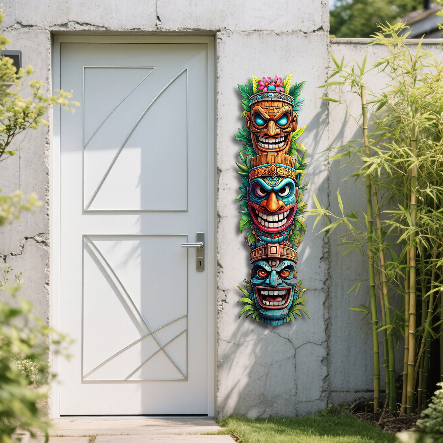 Indoor and Outdoor Tiki Trio Wall Hanging Image 2