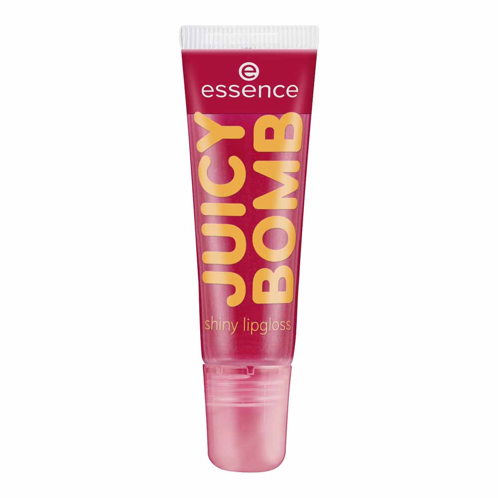 Essence Juicy Bomb Shiny Lipgloss 04  - wilko The new, colourful Essence Juicy Bomb shiny lip glosses are not only high-gloss but are also super yummy. Simply apply the lip gloss with the slanted applicator tip and the gel-like texture leaves a beautiful, glossy finish on the lips that isn't sticky and has an irresistible fruity scent of cherry. Shade: 04 - Crazy Cherry. Essence Juicy Bomb Shiny Lipgloss 04
