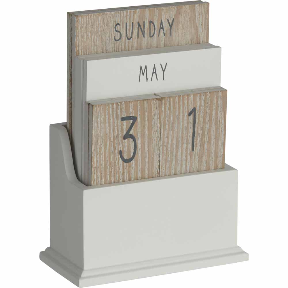 Wilko Wooden Desktop Calendar Image 2
