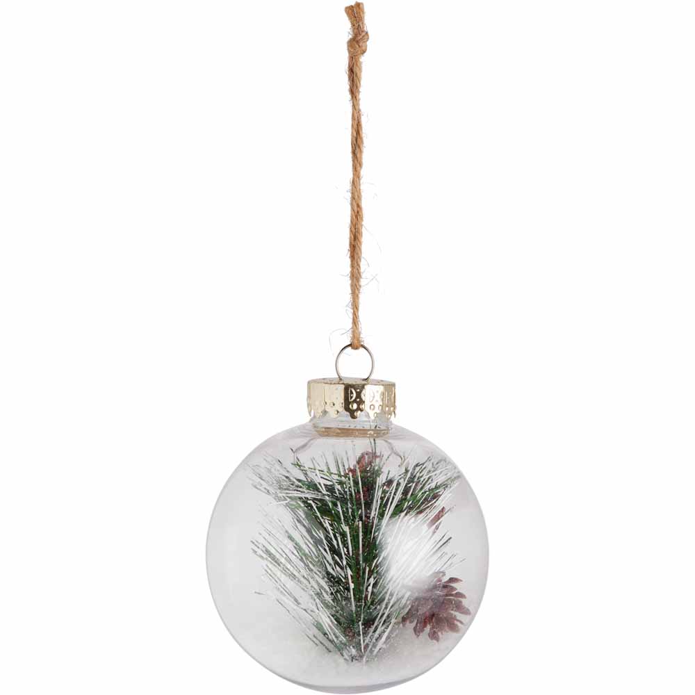 Wilko Cosy Encapsulated Foliage Bauble 6 Pack Image 2