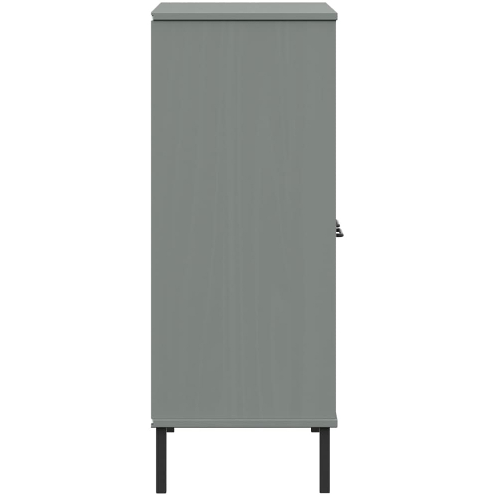 vidaXL Oslo 2 Door 2 Shelf Grey Solid Pine Wood Bookcase Image 6