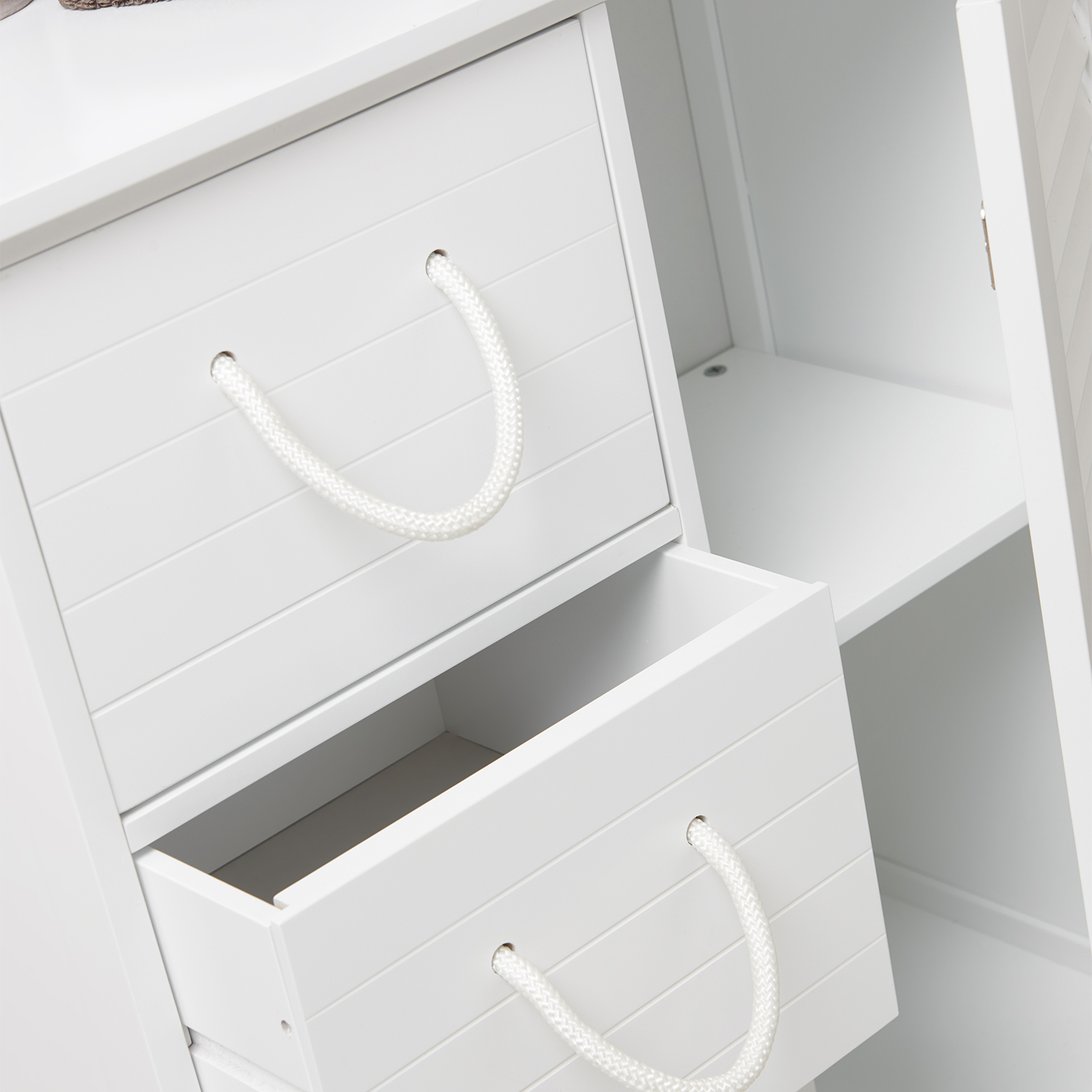 Kingston White 3 Drawer Single Door Floor Cabinet Image 4