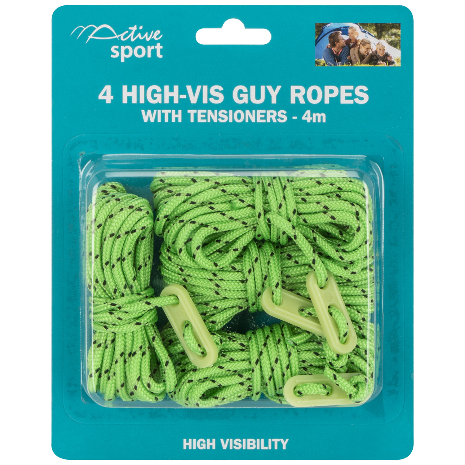 Active Sport 4m Hi-Vis Guy Ropes with Tensioners Image