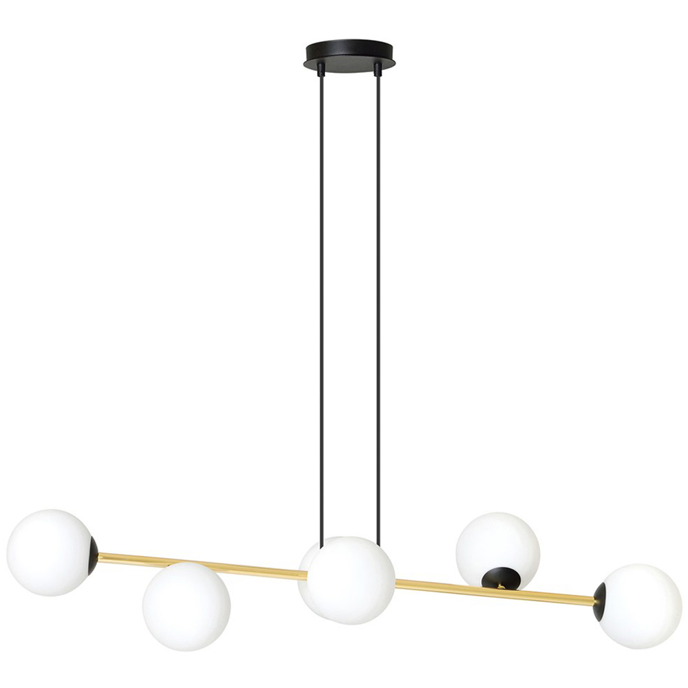 Emibig Gravity 6 Light White Shade Black and Gold E14 Ceiling Pendant Light Image 1
