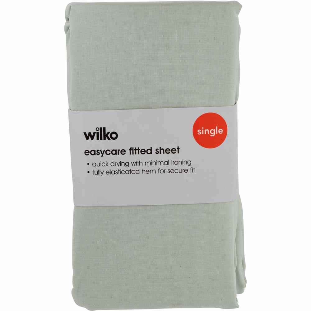 Wilko Single Misty Blue Fitted Bed Sheet Image 2