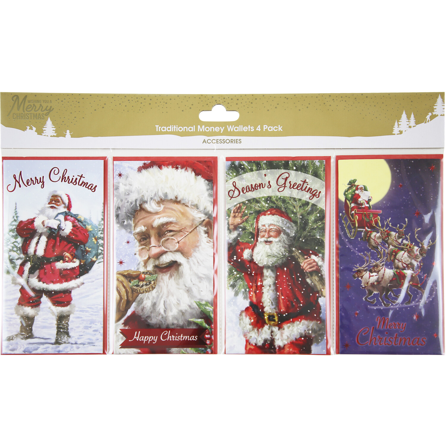 Pack of Four Traditional Santa Money Wallets Image
