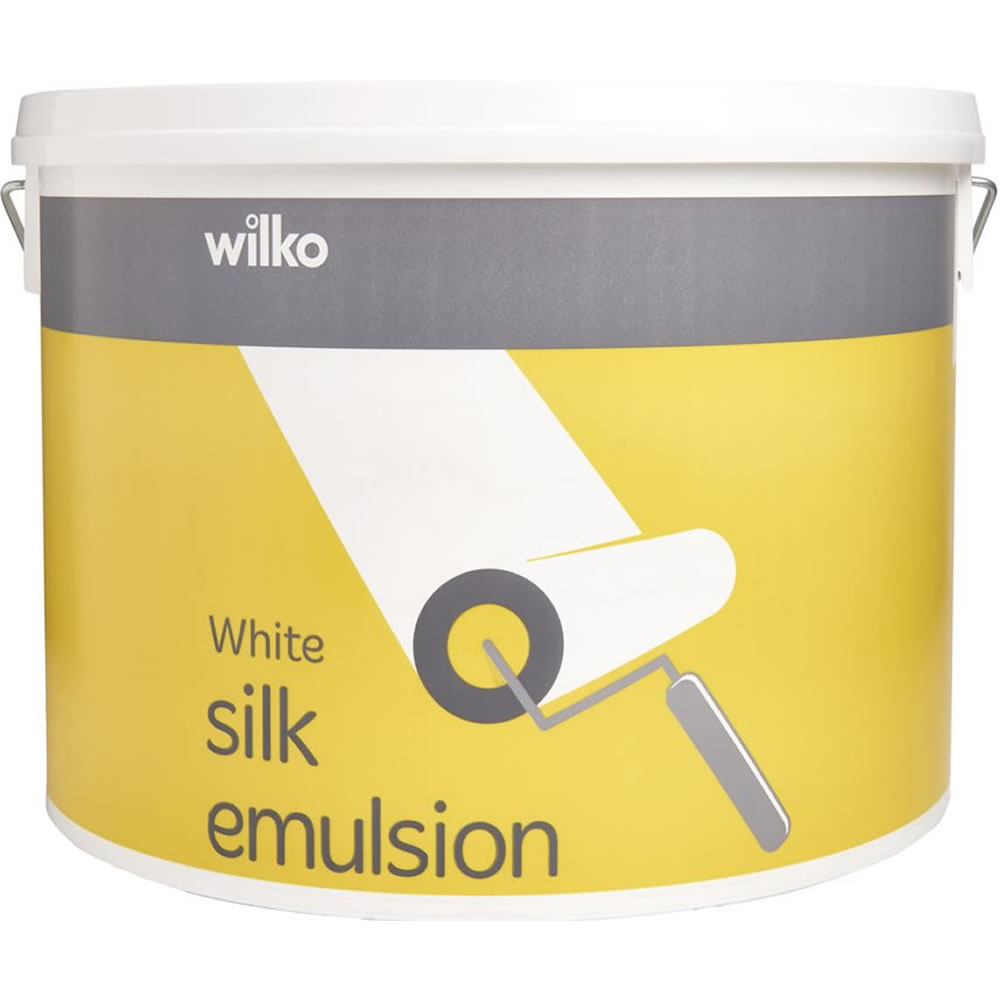 Wilko Interior White Silk Emulsion Paint 10L Image 1