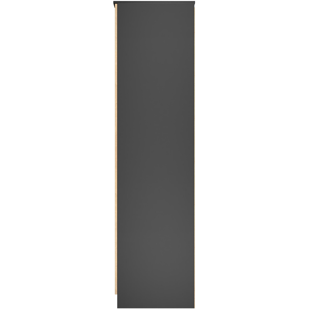Crowndale Java 2 Door Slatt Effect and Black Tall Mirrored Wardrobe Ready Assembled Image 3
