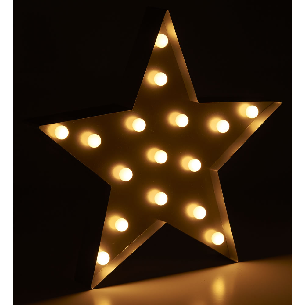 Wilko Alpine Home LED Metal Light-Up Silver Star Christmas Decoration Image 1