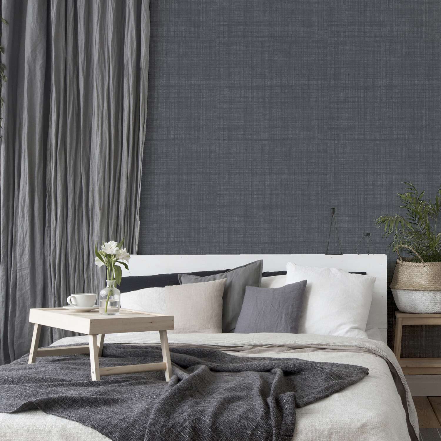 Weave Texture Wallpaper - Dark Grey Image 3