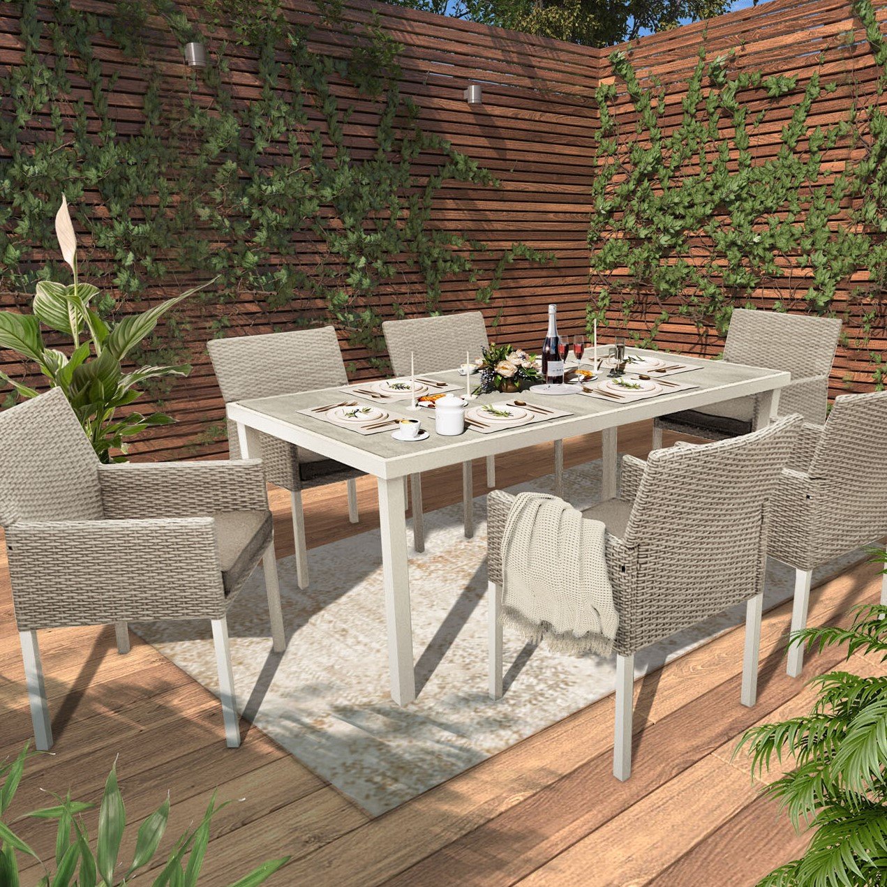 Naples 7 Piece Dining Set - Grey Image 1