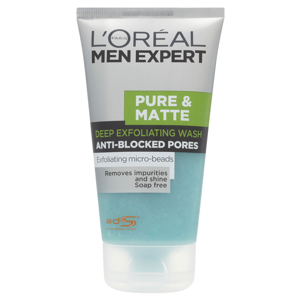 L'Oreal Paris Men Expert Pure and Matte Deep Exfoliating Wash 150ml Image 1