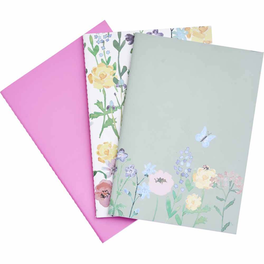 Wilko Exercise Book A5 3pk Pink Image 2