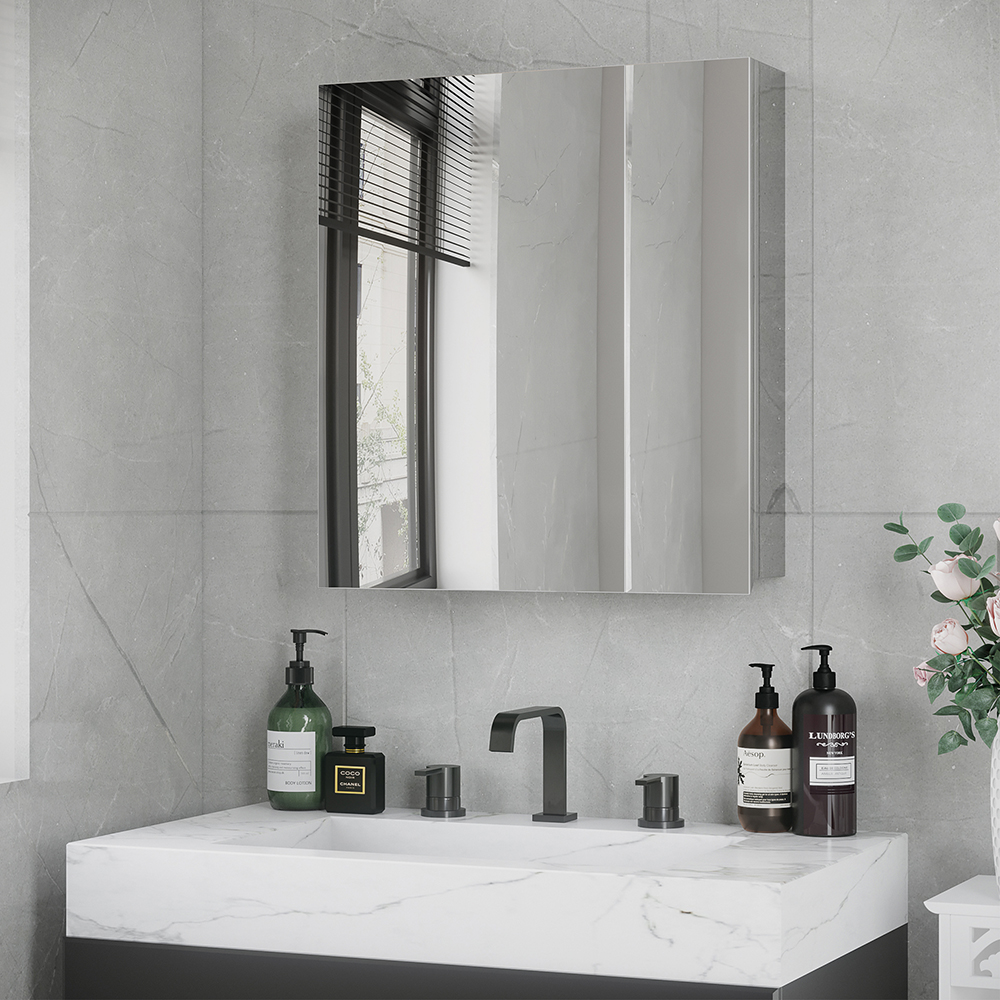 Kleankin Stainless Steel Mirror Bathroom Cabinet Image 2