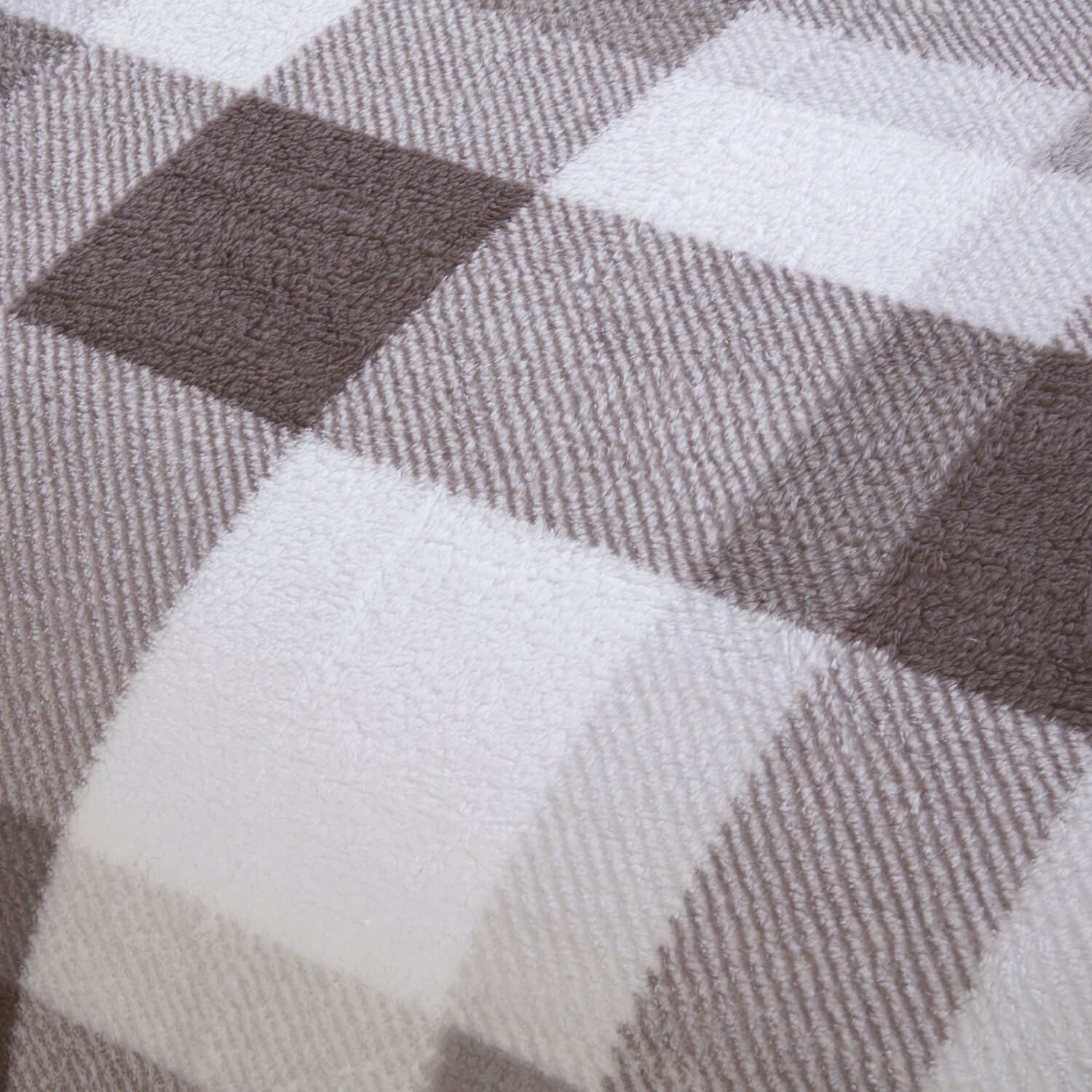 Teddy Fleece Check Duvet Set Grey Double Image 4