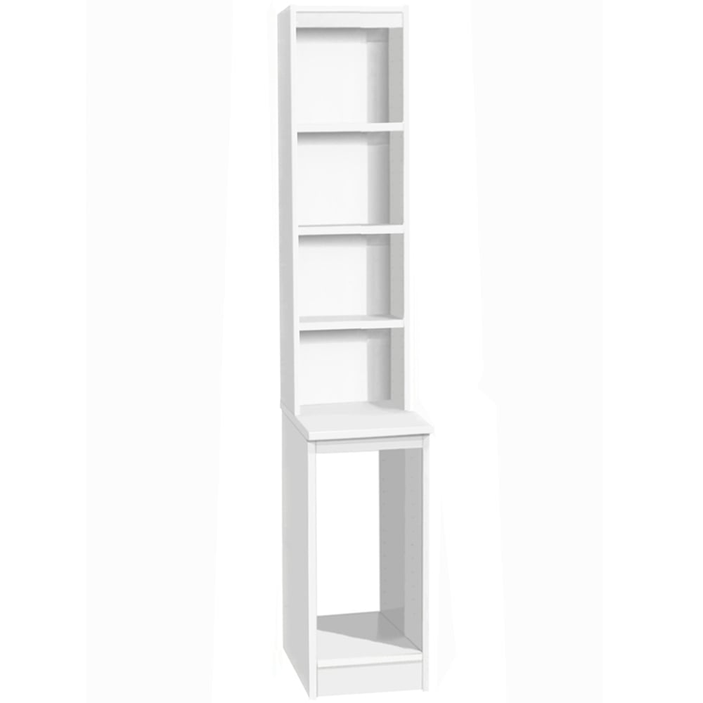 R White Cabinets 4 Shelf Desktop Tower Storage with Hutch White Image 2