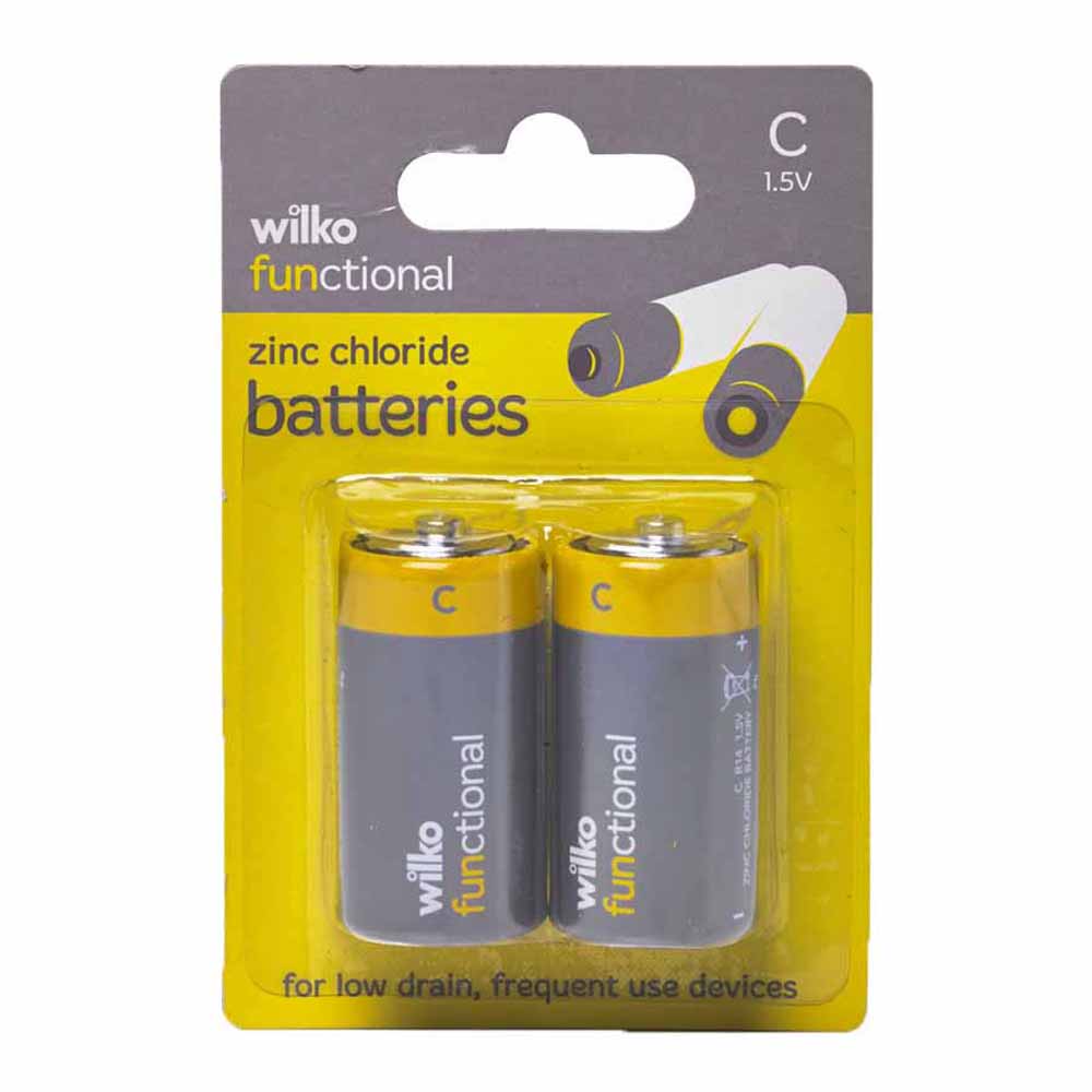 Wilko Functional 1.5V Zinc Chloride Batteries C 2 pack Image