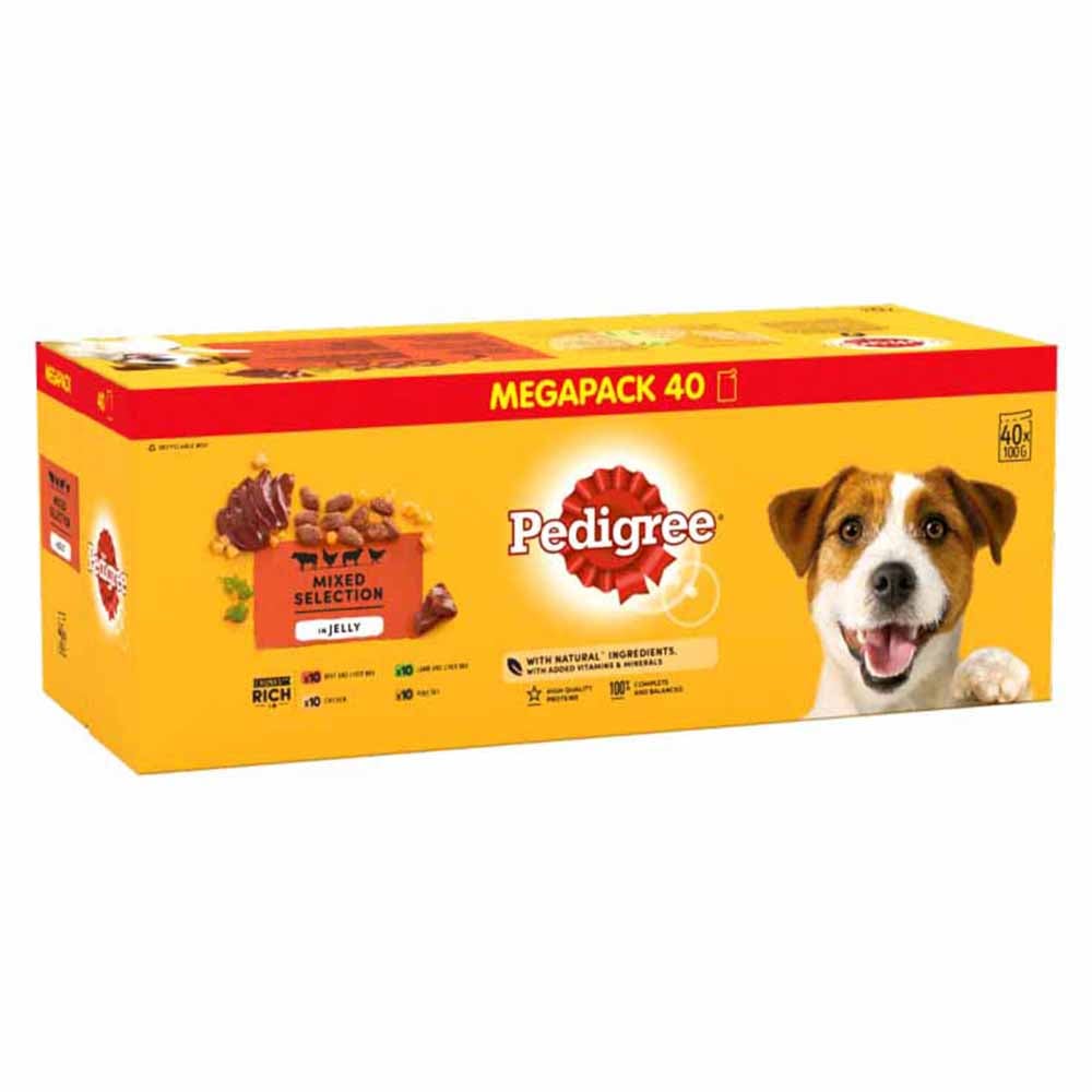 Pedigree Adult Wet Dog Food Pouches Mixed in Jelly Mega Pack 40 x 100g Image 3